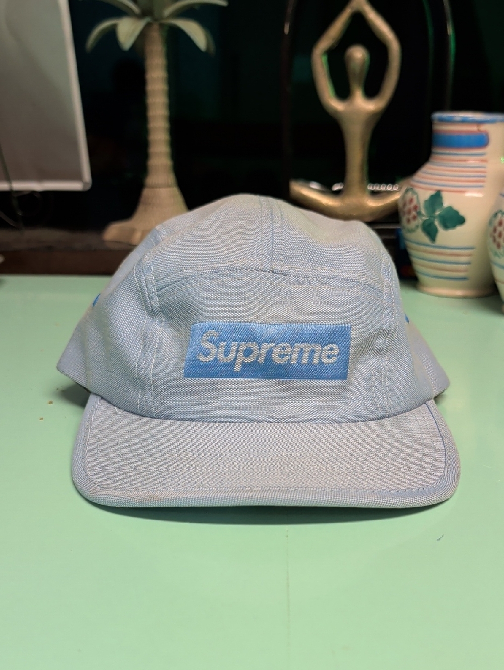 Supreme Light Blue Box Logo 5-Panel Camp Cap